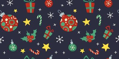 Kerstmis en nieuw jaar vakantie vector naadloos patroon met Kerstmis spullen.