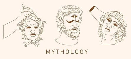 mythologie. Grieks oude beeldhouwwerk verzameling vector