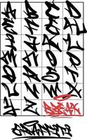 praktisch en nuttig graffiti woorden schoonschrift borstel alfabet vector