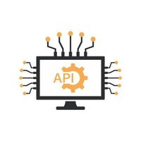 api icoon in vlak stijl. software integratie vector illustratie Aan geïsoleerd achtergrond. algoritme programmering teken bedrijf concept.