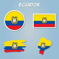 Ecuador kaart en vlag hoog gedetailleerd vector illustratie.