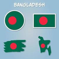 Bangladesh vector set, gedetailleerd land vorm met regio grenzen, vlaggen en pictogrammen.