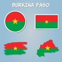 Burkina faso vlaggen verzameling, vlaggen en schets van de land vector illustratie set.