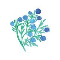 een waterverf tekening van blauw bloemen Aan een wit achtergrond. waterverf creatief vector bloem
