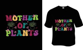 moeder van planten, retro, groovy mama fabriek minnaar t-shirt ontwerp. klaar naar afdrukken voor kleding, poster, en illustratie. modern, gemakkelijk, belettering t-shirt vector