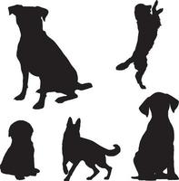 zwart silhouet van een hond, verzameling vector, geïsoleerd Aan wit achtergrond vector