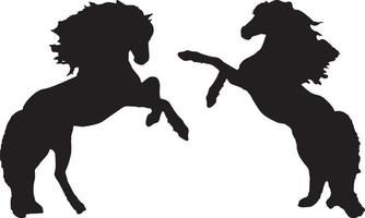 silhouet twee paarden staand vector