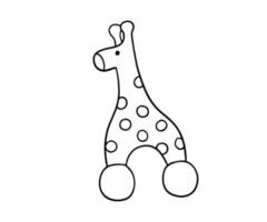 houten giraffe speelgoed. schets hand- getrokken illustratie geïsoleerd Aan wit voor kleur boek vector