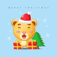 een schattige beer mascotte viert Kerstmis vector