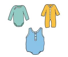 zuigeling schattig bodysuit illustraties set. vector baby kleren geïsoleerd Aan wit