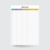 Verzending logboek, verzending volger, zaken verzending, verzending planner, verzending lijst, op internet boodschappen doen logboek, verzending log tracker, verzending lijst, verzending van, winkelen log vector