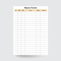 migraine tracker, migraine grafiek, hoofdpijn tracker, migraine dagboek, migraine recorder, migraine zuivel, migraine grafiek, migraine hoofdpijn, migraine functioneel, migraine pijn blad, migraine insert vector