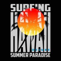 surfing Hawaii tekst, logo, afbeelding vector ontwerp