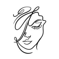 vrouw gezicht abstract schets of lijn kunst stijl vector illustratie.