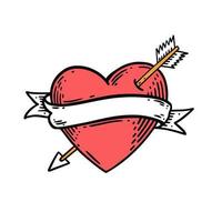 symbool liefde rood hart. hand- getrokken gravure stijl vector illustratie.