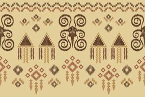 etnisch ikat kleding stof patroon meetkundig stijl.afrikaans ikat borduurwerk etnisch oosters patroon wit bruin room achtergrond. abstract, vector, illustratie.voor textuur,kleding,verpakking,decoratie,tapijt. vector
