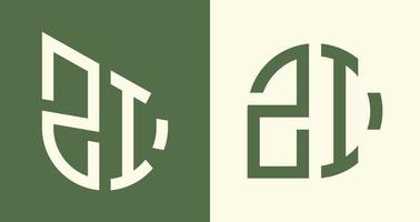 creatief gemakkelijk eerste brieven zi logo ontwerpen bundel. vector