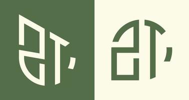 creatief gemakkelijk eerste brieven zt logo ontwerpen bundel. vector