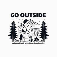 Gaan buiten camping Aan natuur ontwerp voor t shirt, sticker, achtergrond en andere vector