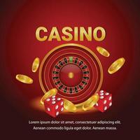 casino gokspel met roulette, gouden munten en dobbelstenen vector