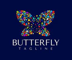 decoratief kleurrijk dots vlinder logo ontwerp. gedetailleerd cirkel vlinder logo. vector
