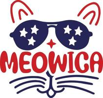 meowica 4e van juli typografie ontwerpen voor kleding en accessoires vector