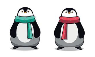 vector illustratie van een pinguïn in een rood sjaal