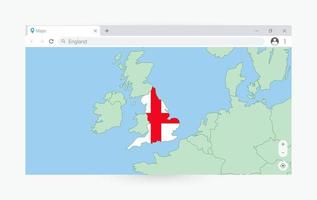 browser venster met kaart van Engeland, zoeken Engeland in internetten. vector