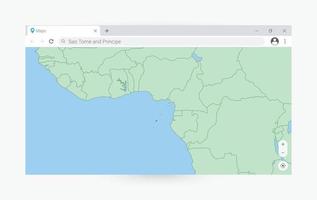 browser venster met kaart van sao naar mij en principe, zoeken sao naar mij en principe in internetten. vector