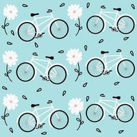 schattig lief naadloos vector patroon achtergrond illustratie met fiets en madeliefje bloemen