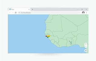 browser venster met kaart van guinea-bissau, zoeken Guinea-Bissau in internetten. vector