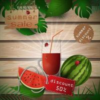 zomer verkoop illustratie met fruit en sap vector