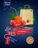 zomer verkoop illustratie met fruit en sap vector