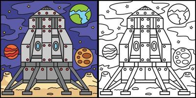 maan- lander Aan de maan kleur illustratie vector