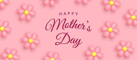 groet kaart voor gelukkig moeder dag. schattig 3d bloemen Aan een roze achtergrond. vector