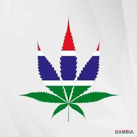 vlag van Gambia in marihuana blad vorm geven aan. de concept van legalisatie hennep in Gambia. vector