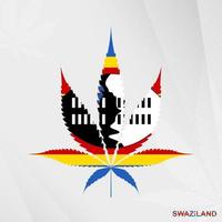 vlag van Swaziland in marihuana blad vorm geven aan. de concept van legalisatie hennep in Swaziland. vector