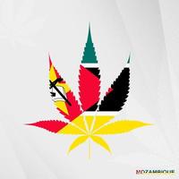 vlag van Mozambique in marihuana blad vorm geven aan. de concept van legalisatie hennep in mozambique. vector