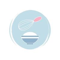 wisk keuken gereedschap icoon logo vector illustratie Aan cirkel met borstel structuur voor sociaal media verhaal hoogtepunt