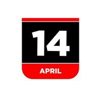 14e april vector icoon. 14 april kalender.