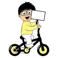 schattig jongen tekenfilm rijden fiets illustratie grafisch vector