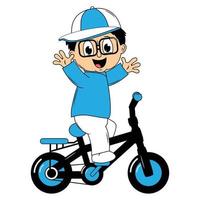 schattig jongen tekenfilm rijden fiets illustratie grafisch vector