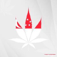 vlag van Singapore in marihuana blad vorm geven aan. de concept van legalisatie hennep in Singapore. vector