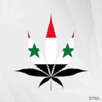 vlag van Syrië in marihuana blad vorm geven aan. de concept van legalisatie hennep in Syrië. vector