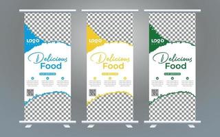 rollen omhoog banier bedrijf ontwerp Aan achtergrond.brochure sjabloon lay-out, omslag ontwerp, jaarlijks verslag, folder, presentatie achtergrond, weergave, vlag-banner, lay-out in rechthoek vinyl met vector illustratie.