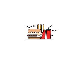 hamburger met frisdrank vector pictogram.