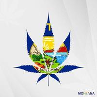 vlag van Montana in marihuana blad vorm geven aan. de concept van legalisatie hennep in Montana. vector