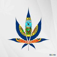 vlag van Idaho in marihuana blad vorm geven aan. de concept van legalisatie hennep in Idaho. vector