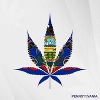 vlag van Pennsylvania in marihuana blad vorm geven aan. de concept van legalisatie hennep in Pennsylvania. vector