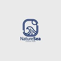 natuur zee Golf logo met lijn kunst stijl minimalistische vector